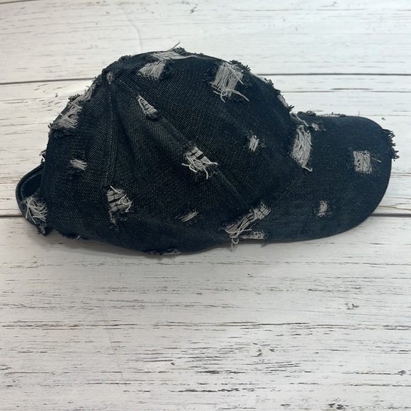 C.C. Distressed Denim Dark Wash Denim Baseball Cap One Size - Picture 4 of 10